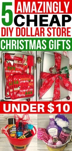 christmas gifts under $ 10 with the text 5 amazing cheap diy dollar store christmas gifts under $ 10