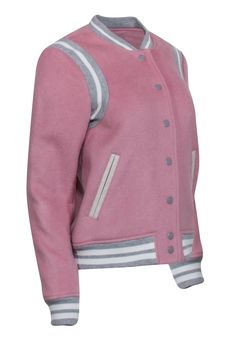 This Parker letterman jacket is your ultimate go-to for sporty chic weekend wear! This jacket is like a burst of playful energy, with its vibrant pink and grey color scheme that screams fun and confidence. The classic letterman design adds a touch of athletic charm. So throw it on, embrace your inner cool girl, and get ready to take the weekend by storm in this Parker stunner. Size S Shell 80% Wool, 20% Polyester Rib Trim 57% Polyester, 31% Cotton, 11% Nylon, 1% Elastane Faux Leather 50% Polyure Trendy Winter Track Jacket For College, Trendy Varsity Jacket For Spring Sports, Spring Trendy Varsity Jacket For Sports, Trendy Spring Varsity Jacket For Sports, Trendy Spring Sports Varsity Jacket, Winter Athleisure Varsity Jacket For Sports, Fall Sports Varsity Jacket In College Style, Trendy Winter Varsity Sports Jacket, Winter Varsity Jacket For Sports