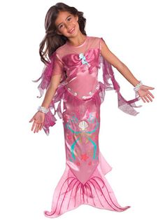 Life is better under the sea! Every little girl dreams of being a little mermaid princess and now she can dress up as one for Halloween! Our Girl's Pink Mermaid Costume is perfect for trick or treating, playing dress up, or for any costume event. This beautiful Pink Mermaid Halloween Costume has an intricate detail of sea horses, shells, and star fishes all over the dress. Let your daughter explore the Seven Seas and order a Girl's Pink Mermaid costume online today. Toddler Fish Costume, Mermaid Costume Kids, Pink Mermaid Dress, Disney Princess Dress Up, Mermaid Halloween Costumes, Mermaid Costumes, Fish Costume, Pretty Costume, Mermaid Pink