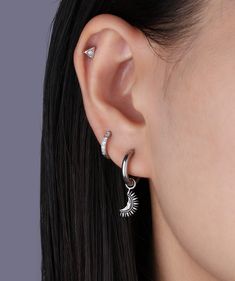 Add a touch of vintage charm to any outfit with our Vintage Moon Drop Earrings. These elegant earrings feature a timeless design that will elevate any look. Embrace the classic beauty of vintage style and stand out in a crowd. Detail： -Material: stainless steel -Gauge: 20g | 0.8mm -Internal diameter: 10mm | 0.39" -Include: a pair *For healed piercings* Moon Drop, Ear Style, Vintage Moon, Daily Jewelry, Heart Studs, Silver Drop Earrings, Heart Earrings Studs, Classic Beauty, Elegant Earrings