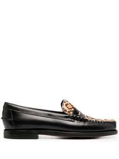 black/beige leather leopard print round toe slip-on style branded insole low heel Loafers Chunky, Gucci Horsebit Loafers, Prada Loafers, Leopard Print Loafers, Leopard Loafers, Designer Loafers, Loafers For Women, Low Heels, Loafer Shoes