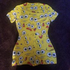 Spongebob style onesie, short sleeve...Sizes XS-XXL available Spongebob Onesie, Spongebob Pjs, Spongebob Sweater, Spongebob Clothes, Spongebob Shorts, Peplum Top, Onesies, Baby Onesies, Women's Top