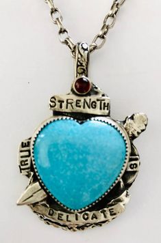 True Strength is Delicate – Sweet Bird Studio True Strength, Turquoise Heart, Rolo Chain, Silver Pendants, Chain Pendant, Delicate Necklace, Heart Jewelry, Sterling Silver Pendant, Sterling Silver Pendants