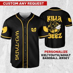 Wu-Tang Clan Hip Hop Killa Beez Black Jersey, Tang Baseball Jersey, Tang Shirt, The Wu Jersey Shirt, Rock And Roll, Wu-tang Clan Shirt Concert Merchandise, Concert Merch, Wu Wear, Rock And, 50th Clothing, Wu Tang Clan, Wu Tang, Black Jersey, Music Concert