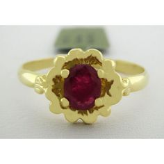 Total Carat Weight: 0.63 Carats Number Of Gemstones: 1 Main Stone Color: Red Ring Size: 6.25 (Free Resizing Up To 2 Sizes Service) Main Stone Shape: Oval Base Metal: Gold Certification: Free Certificate Appraisal Setting Style: Prong Cut Grade: Very Good Metal Purity: 14k Main Stone: Ruby Main Stone Creation: Natural Classic Red Ruby Ring In 14k Gold, Classic Ruby Ring With Prong Setting, Classic Ruby Birthstone Ring, Formal Ruby Ring With Diamond Cut In Yellow Gold, Hallmarked Red Ruby Ring In 14k Gold, Classic Red Birthstone Ring With Prong Setting, Red Classic Birthstone Ring With Prong Setting, Red Brilliant Cut Birthstone Ring In 14k Gold, Ruby Birthstone Ring In Yellow Gold With Prong Setting