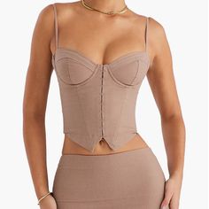 Brand New, Never Worn Without Tags. Size Medium With Stretch. Open To Offers! Linen Corset, Bottomless Brunch, Eye Details, Hook And Eye, House Of Cb, Mixing Fabrics, Corset Top, Fit & Flare, Women Crop