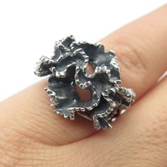 Great vintage condition.  925 Sterling Silver Vintage Brutalist Adjustable Ring Size 4.25  Weight: 6.1g   WELCOME TO PAWN SHOP We are an actual pawn shop and have been in business for over 25 years. Since 1990, our establishment has been serving a variety of clients by providing them with short term cash solutions and options of liquidity regarding their treasured heirlooms. Acknowledging that today′s customers are very sophisticated and are looking for a variety of investments, our acquisitions Modernist Hand-cast Sterling Silver Jewelry, Brutalist Sterling Silver Ring For Anniversary, Antique Sterling Silver Hand Cast Rings, Nickel-free Sterling Silver Collectible Rings, Antique Hand Cast Sterling Silver Rings, Nickel Free Sterling Silver Rings For Collectors, Brutalist Sterling Silver Rings For Gift, Brutalist Sterling Silver Rings As Gift, Brutalist Silver Rings As A Gift