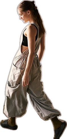 Sporty Jumpsuits And Rompers With Pockets, Spring Athleisure Jumpsuits And Rompers For Leisure, Sporty Relaxed Fit Jumpsuits And Rompers For Spring, Casual Summer Sports Jumpsuits And Rompers, Casual Jumpsuits And Rompers For Spring Sports, Casual Spring Jumpsuits And Rompers For Sports, Casual Jumpsuits And Rompers For Yoga In Spring, Spring Relaxed Fit Jumpsuits And Rompers With Drawstring, Sporty Jumpsuits And Rompers For Leisure In Summer