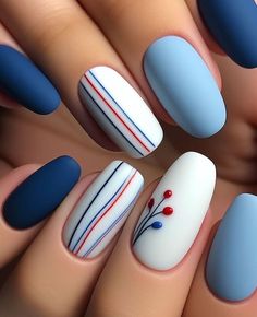 Dark Nails With Flowers, Nagel Tips, School Nails, Striped Nails, Blue Nail, Dark Nails, Neon Nails, Manicure Y Pedicure, Floral Nails