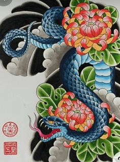 Irezumi Snake, Japanese Snake, Bio Organic Tattoo, Clock Tattoo Design, Japan Tattoo Design, Skeleton Hand Tattoo, Traditional Japanese Tattoos