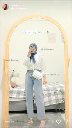 Ootd Jeans, Ootd Korean, Fashion Identity, Jeans Outfit Women, Muslim Fashion Hijab Outfits