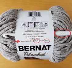 a ball of yarn with the label marked bernat blanket