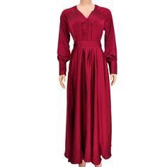 Satin Abaya Full Sleeve Women Maxi Dress Muslim Modesty Elegant Robe Size M,L, Xl Please Ask For Your Size Dark Red Color Full Sleeve Women, Satin Abaya, Orange Maxi Dress, Dress Muslim, Eid Dresses, Black Halter Dress, Convertible Dress, Sleeve Women, Denim And Supply