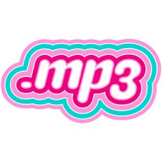 the word mmp3 in pink, blue and green with an outline on it