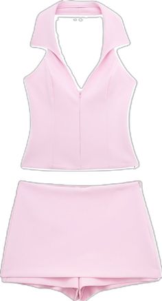 Pink Two-piece Skirt Set For Summer, Fitted Pink Skirt Set For Summer, Fitted Sleeveless 2-piece Set, Fitted Two-piece Crop Top For Summer, Chic Sleeveless Two-piece Set For Summer, Sleeveless 2-piece Set For Spring, Fitted Feminine Two-piece Set, Spring Two-piece Sleeveless Set, Fitted Two-piece Summer Set