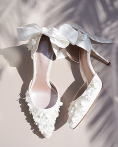 Buy Harriet Petal Bridal Shoe - Emmy London Wedding Shoes With Bow And Block Heel, Feminine Wedding Heels With Satin Bow, White Wedding Shoes With Satin Bow And Block Heel, White High Heel Wedding Shoes With Satin Bow, Wedding Heels Brides, Pink Wedding Heels With Satin Bow, Ivory Heels, London Shoes, Floral Heels