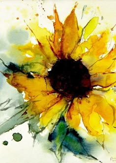 a yellow sunflower with green leaves on it's petals duveter cover