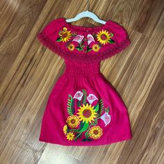 Beautiful Mexican Hand Embroidered Dress Cute Multicolor Embroidered Spring Dress, Cute Multicolor Embroidery Spring Dresses, Mexican Style Dresses, Hand Embroidered Dress, Mexican Birthday Parties, Mexican Birthday, Mexican Textiles, Mexican Girl, Hispanic Heritage