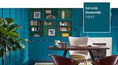 Sherwin Williams Oceanside Oceanside Sherwin Williams, Blue Sherwin Williams, Interior House Paint Colors, Paint Color Trends, Dark Paint Colors, Choosing Paint Colours, Dark Paint, House Paint Interior, Trending Paint Colors