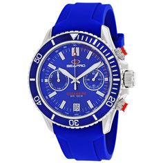 Stainless Steel Case, Silicone Strap, Blue Dial, Chronograph Quartz Movement, Scratch Resistant Mineral, Water Resistant Up To 10 Atm - 100 Meters - 330 Feet Blue Chronograph Watch With Stopwatch, Oakley Hat, Oakley Radar Ev, Timex Indiglo, Blue Dial Watch, Gold Hats, Armani Exchange Men, G Shock Watches, Cufflink Set