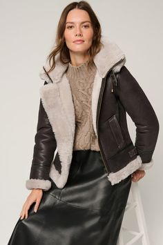 Jane Sheepskin B-3 Bomber Jacket | Overland Shearling Aviator Jacket, Aviator Leather Jacket, Classic Outfits For Women, Aviator Jacket, Sheepskin Coat, Black Aviators, Aviator Jackets, Shearling Jacket, Leather Jackets Women