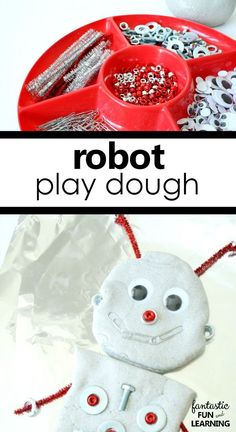 the robot play dough is ready to be made into an adorable activity for toddlers