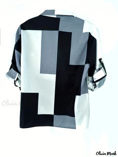 Olivia Mark - Geometric Print Shirt, Button Down Long Sleeve Shirt, Casual Every Day Tops, Women's Clothing Casual Printed Office Shirt, Modern Multicolor Tops For Work, Printed Button-up Office Shirt, Trendy Printed Office Shirt, Black Casual Shirt With Geometric Pattern, Casual Black Shirt With Geometric Pattern, Casual Office Shirt With Graphic Print, Long Sleeve Tops With Geometric Pattern For Work, Black Shirt With Geometric Pattern For Spring