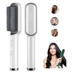 PRICES MAY VARY. 【 Heat Brush Hair Straightener 】- With 5 temperature settings, straightening brush can meet various styling needs for different hair types. Also, it can heat up fast in 10 seconds, no more time wasting in your morning rush. 【 Negative Ion Hair Straightener 】- Hair straightening brush with ceramic even heat technology and negative iron generators, can heat up quickly and provide uniform heat distribution, more hair can be covered and heated evenly in one pass,make your hair smoot Dyson Air Wrap Nordstrom, Heated Hair Brush, Hair Straightening Brush, Hair Straightener Brush, Straightener Brush, Straightening Comb, Hair Straightener And Curler, Frizz Free Hair, Different Hair Types