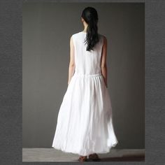 White summer linen dress sleeveless sundress casual maxi dressThis dress is made of cotton linen fabric, soft and breathy, suitable for summer, so loose dresses to make you comfortable all the time.Measurement: Size S length 120cm / 46.8" Bust 90cm / 35.1" Waist 88cm / 34.32" Cuff 38cm / 14.82" hem 245cm / 95.55" Size M length 126cm / 49.14" Bust 95cm / 37.05" Waist 90cm / 35.1" Cuff 39cm / 15.21" hem 250cm / 97.5" Size L length 129cm / 50.31" Bust 100cm / 39" Waist 92cm / 35.88" Cuff 40cm / 15. White Bohemian Sleeveless Maxi Dress, White Bohemian Midi Sleeveless Dress, White Sleeveless Linen Dress For Vacation, White Linen Summer Maxi Dress, White Maxi Length Sundress Sleeveless, White Maxi Sleeveless Sundress, White Linen Sundress For Summer, White Sleeveless Linen Dress For Summer, White Linen Sleeveless Dress For Beach