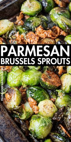 brussel sprouts with parmesan and walnuts in a roasting pan