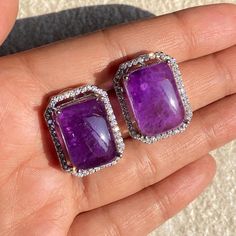 Purple Doublet Earrings Statement Studs will enhance your look. These Purple Diamond Earrings will surely add a touch of elegance in your look. A Perfect gift for mom or Gift for wife. *𝐏𝐑𝐎𝐃𝐔𝐂𝐓 𝐃𝐄𝐓𝐀𝐈𝐋* * 𝐌𝐚𝐭𝐞𝐫𝐢𝐚𝐥: Brass * 𝐏𝐥𝐚𝐭𝐢𝐧𝐠: White Rhodium Plated * 𝐒𝐭𝐨𝐧𝐞: AAA-quality CZ Diamond. 𝐕𝐢𝐬𝐢𝐭 𝐎𝐮𝐫 𝐅𝐀𝐐𝐬 𝐟𝐨𝐫 𝐒𝐡𝐢𝐩𝐩𝐢𝐧𝐠 𝐏𝐨𝐥𝐢𝐜𝐢𝐞𝐬 𝐚𝐧𝐝 𝐂𝐚𝐫𝐞 𝐈𝐧𝐬𝐭𝐫𝐮𝐜𝐭𝐢𝐨𝐧 *𝐃𝐈𝐒𝐂𝐋𝐀𝐈𝐌𝐄𝐑* * Product color may slightly vary due to photographi Luxury Purple Oval Earrings, Faceted Purple Earrings, Luxury Purple Earrings With Gemstone Accents, Luxury Amethyst Earrings With Gemstone Accents, Big Stud Earrings, Luxury Purple Multi-stone Earrings, Purple Diamond, Bride Earrings, Purple Stones