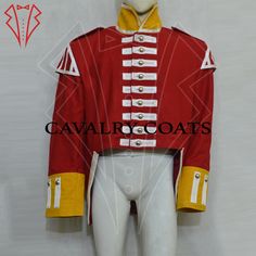 New Men Red Wool Hussar Military Tailcoat, British Officer Tailcoat, Military Tailcoat, 18th Century British Uniform, Hussar Tailcoat By Cavalry Coats With Worldwide Shipping ARTICLE DESCRIPTION CHARACTERISTICS: 100% wool Custom Fit Style. Main color: Red Professionally stitched AVAILABILITY: "Please note that the color of the product may appear slightly different due to camera reflection. Our jackets are available for both unisex adults, and we offer custom colors upon request. Additionally, we Red Military Long Sleeve Outerwear, British Uniforms, Red Wool, Fit Style, New Man, Custom Fit, 18th Century, South Africa, Fitness Fashion