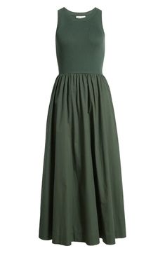 MOON RIVER Mixed Media Sleeveless Dress | Nordstrom Moon River, Green Fits, Hair Perfume, Fragrance Design, Designer Clothes For Men, Women's Summer Fashion, Nordstrom Dresses, Full Skirt, Athletic Women