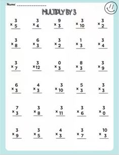 a printable math worksheet for kids to help students learn how to multiply