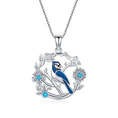 PRICES MAY VARY. ——【 Blue Jay Necklace】Blue Jays Are Considered Intelligent And Mysterious Birds, Endowed With Wisdom And The Ability To See The Future In Many Cultures ——【 Bird Necklace 】 Pendant 1.02 Inches*0.59 Inches, Weight: 4.2 Grams, Meticulously Carved In Great Details.The Chain Length Can Be Adjusted According To Your Preferred Length, It's Not Jewelry That Makes You Shine, It Just Helps You Find Your Sparkling Self ——【 925 Sterling Silver 】 Blue Jay Pendants Are All Made Of Sterling Si Personalized Blue Necklace For Mother's Day, Personalized Blue Jewelry For Mother's Day, Personalized Blue Sterling Silver Necklace, Blue Necklace For Mother's Day, Blue Round Necklace For Mother's Day, Blue Sterling Silver Jewelry For Birthday, Gifts For Bird Lovers, Silver Bird Necklace, Silver Bird