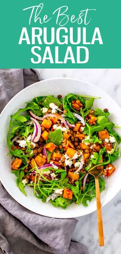 the best arugula salad with carrots, spinach and feta cheese