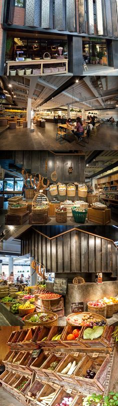 an assortment of food is displayed in the store