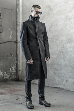 "PHANTOM CHARCOAL WASHED DENIM COAT __SLIM FIT __RAW HEM __ZIPPER CLOSURE __WASHED HEAVY DENIM __2 FRONT POCKETS __1 INTERIOR POCKET __1 REAR POCKET __ARM SHAPED SLEEVES __SCAR STITCHED SLEEVE DETAILS __FULLY LINED model__ chest 103 (40.5\"), waist 77 (30.3\"), hips 96 (37.8\"), biceps 35 (13.8''), height 180 (5'11\"), kg 74 (163 lbs) model wears size M | color: charcoal, black lining fabric__ 100 washed heavy denim, lining: 100 cotton care__ dry clean sizing__ size XS (IT 44, US 34, JP 1) chest Stylish Men Wear, Slim Fit Coat, Linen Coat, Expensive Clothes, Men Wear, Mens Parka, Long Trench Coat, Trench Coat Black, Charcoal Black