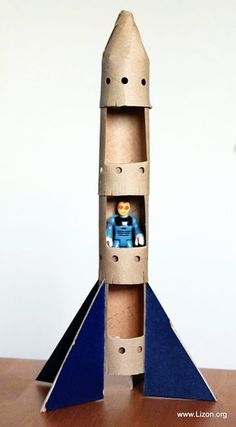 an image of a rocket ship made out of toilet paper and some sort of cardboard