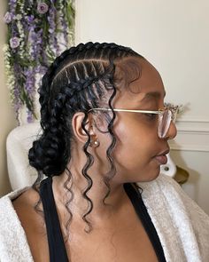 Don’t we all just love butterfly braids… | Instagram Braids With Half Up Half Down, 2 Goddess Braids Black Women, 4 Feed In Braids With Curls, Braided Back Bun Black Women, Braided Buns Hairstyle, Butterfly Stitch Braids, Butterfly Cornrows, Butterfly Feed In Braids, 4 Butterfly Braids