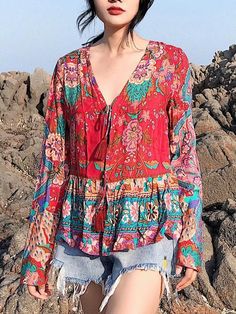 Buy More! Save More!


Collar: V-Neck





Material: Cotton





Decoration: Ruffles





Style: Bohemian





Sleeve Length(cm): Full







Size Chart:







(Units/Inches)


Size
Bust
Length
Sleeve
Shoulder


S
34.65
23.23
21.26
14.57


M
36.22
23.62
21.65
14.96


L
37.80
24.02
22.05
15.35












(Units/Centimeters)


Size
Bust
Length
Sleeve
Shoulder


S
88
59
54
37


M
92
60
55
38


L
96
61
56
39 Vetement Hippie Chic, Striped Linen Shirt, Bohemian Blouses, Mode Boho, Bohemian Tops, Ruffles Fashion, Plain Blouse, Blouse Material, Loose Blouse