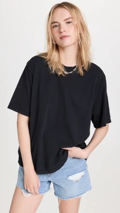 ASKK NY Boy Tee | Shopbop Slouchy Tee, Boy Tees, Stripes Pattern, Timeless Fashion, New Arrivals, Short Sleeves, Relaxed Fit, Top Outfits, Crew Neck