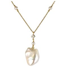 Keshi Pearl Necklace, Pearl And Diamond Necklace, Kesha, Mother Of Pearl Necklace, Gold Diamond Necklace, Pearl Diamond, Pear Shaped Diamond, Drop Necklace, Gold Pendant Necklace