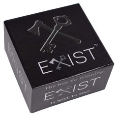 the box is black with white lettering and an image of a key to winning on it