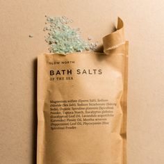 Our all-natural bath salts feature a custom blend of therapeutic salts and pure essential oils and will tint your water a gorgeous turquoise hue for an even better sensory experience. Ingredients: Magnesium sulfate (Epsom Salt), Sodium chloride (Sea Salt), Sodium bicarbonate (Baking Soda), Organic Spirulina platensis (Spirulina) Powder, Tapioca Starch, Eucalyptus globulus (Eucalyptus) Leaf Oil, Lavandula angustifolia (Lavender) Flower Oil, Mentha arvensis (Peppermint) Leaf Oil, Phycocyanin (Blue Natural Bath Salts, Blue Spirulina, Spirulina Powder, Modern Stationery, Magnesium Sulfate, Herbal Bath, Peppermint Leaves, Natural Bath, Lavandula Angustifolia