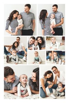 a collage of photos with people and babys in the same family's photo