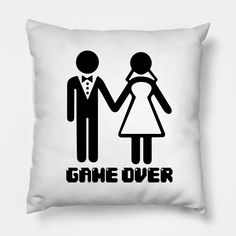 This is a funny, Game over after Wedding design. Suitable for bachelors parties. And be funny gift for bride, groom who are also interested in gaming. -- Choose from our vast selection of throw pillows to match with your desired size to make the perfect custom pillow. Pick your favorite: Movies, TV Shows, Art, and so much more! Available in extra small, small, medium, large. For beds, couches/sofas, love seats, and chairs. Perfect for decoration. Wedding Merchandise, Gaming Wedding, Funny Wedding Games, Fiance Memes Funny, Marriage Funny, Gaming Pillow, Newlywed Memes, Marriage Memes Humor, Wedding Planning Funny Meme