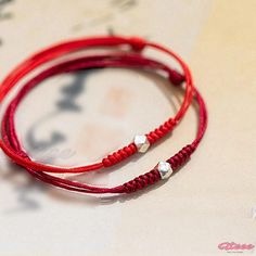 Qteee - High-Quality 925 Sterling Silver Bead Bracelet with Adjustable Red String Casual Red Jewelry For Friendship, Casual Red Friendship Jewelry, Casual Red Jewelry For Gifting, Casual Red Jewelry For Gifts, Red Sterling Silver Jewelry For Friendship, Red Bracelets With Silver Beads For Gift, Sterling Silver Casual Bracelets For Gifts, Red Sterling Silver Beaded Bracelets, Casual Silver Beaded Jewelry For Gifts