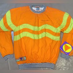 Vintage Puma Physical Culture Neon Color Windbreaker Pullover Sweater Unisex. Size Small Not Sure If This Launch Was From The 80s Or 90s But It’s Super Cool To See One That’s New With Tags ! Never Worn . #Puma #Vintagepuma #Rare #Pullover #Unisex Yellow Tops With Ribbed Cuffs For Streetwear, Urban Yellow Sports Tops, Yellow Crew Sweatshirt For Winter, Sporty Orange Sweatshirt With Ribbed Cuffs, Yellow Crew Neck Sweatshirt For Winter, Retro Yellow Windbreaker For Fall, Retro Yellow Windbreaker For Winter, Vintage Yellow Long Sleeve Windbreaker, Yellow Vintage Long Sleeve Windbreaker