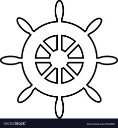 a ship wheel icon on a white background